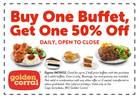 Buy One Buffet, Get One 50% Off Golden Corral Coupon