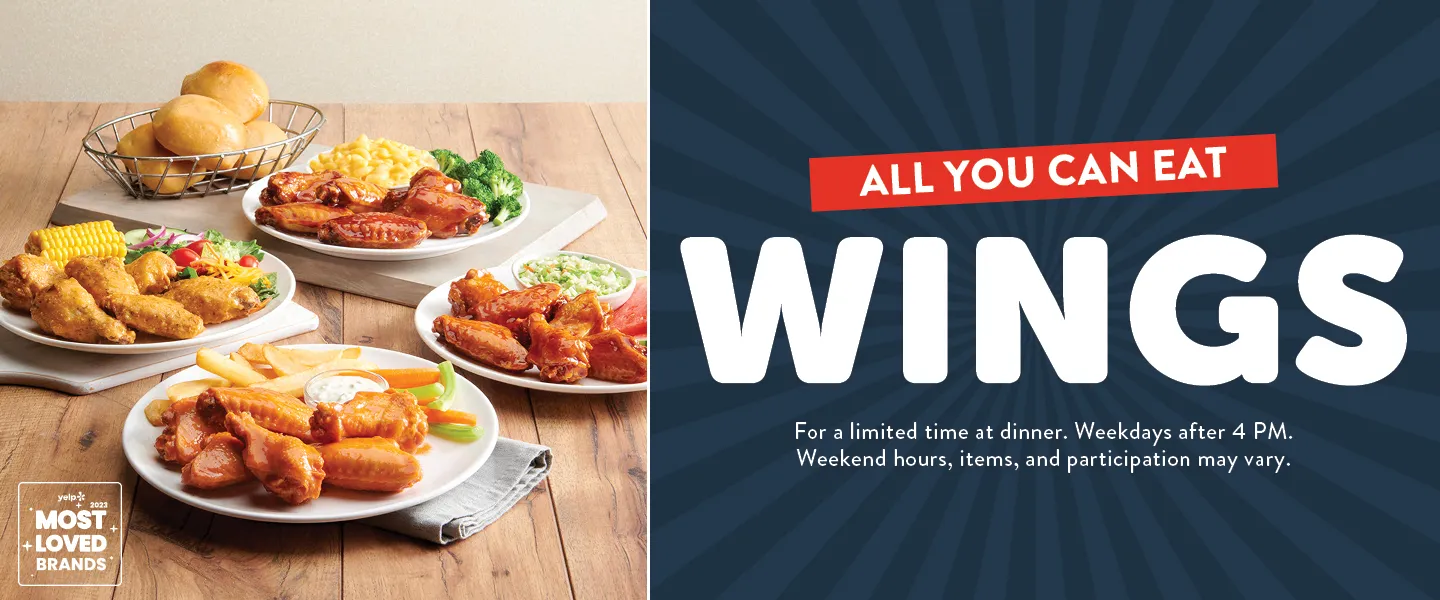 All you can eat wings - at dinner - weekdays after 4pm