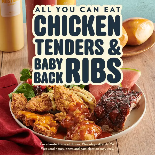 All you can eat chicken tenders & baby back ribs at Golden Corral
