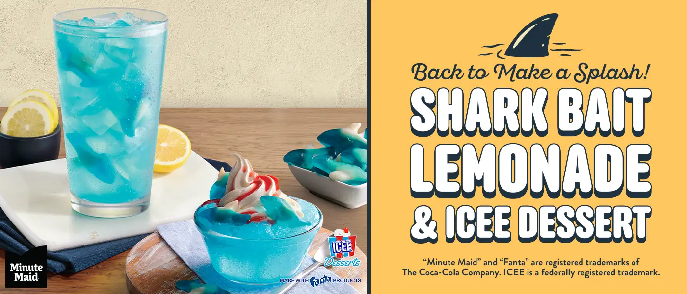 The Shark Bait Lemonade and Icee Dessert is a refreshing drink that will cool you down this summer. Come by Golden Corral and try it for yourself.