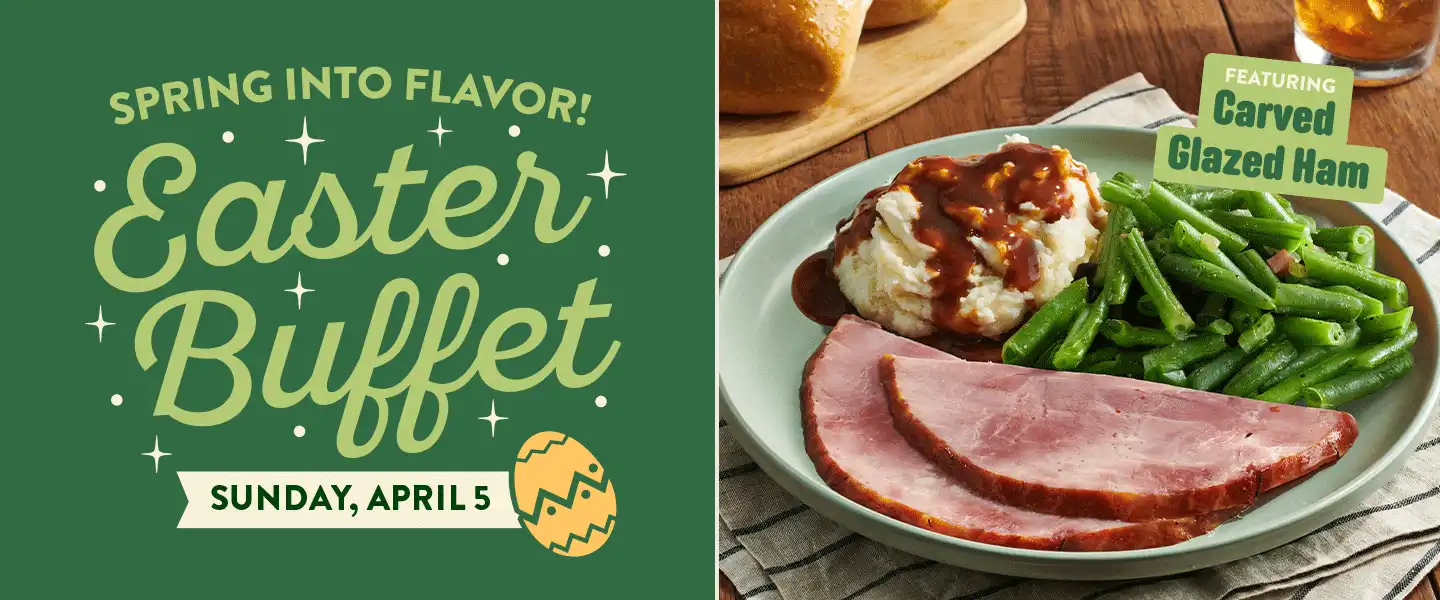 Golden Corral is offering an Easter buffet on Sunday, April 5th, featuring a carved glazed ham