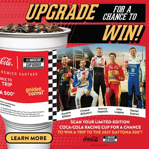 Upgrade to a 32oz Big Cup for a chance to win a trip to the 2027 Daytona 500®